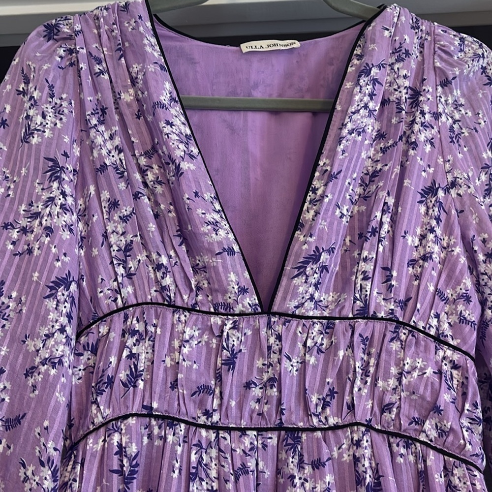 Ulla Johnson Joan Purple Floral Tiered Midi Dress Size 2 - Picture 4 of 10